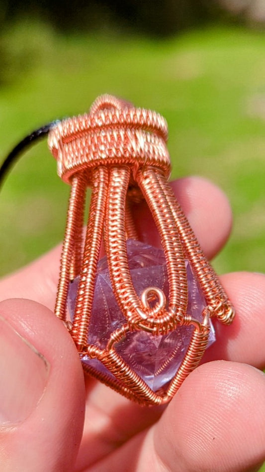 [Exclusive] Facetted Amethyst wrapped in Copper Pendant