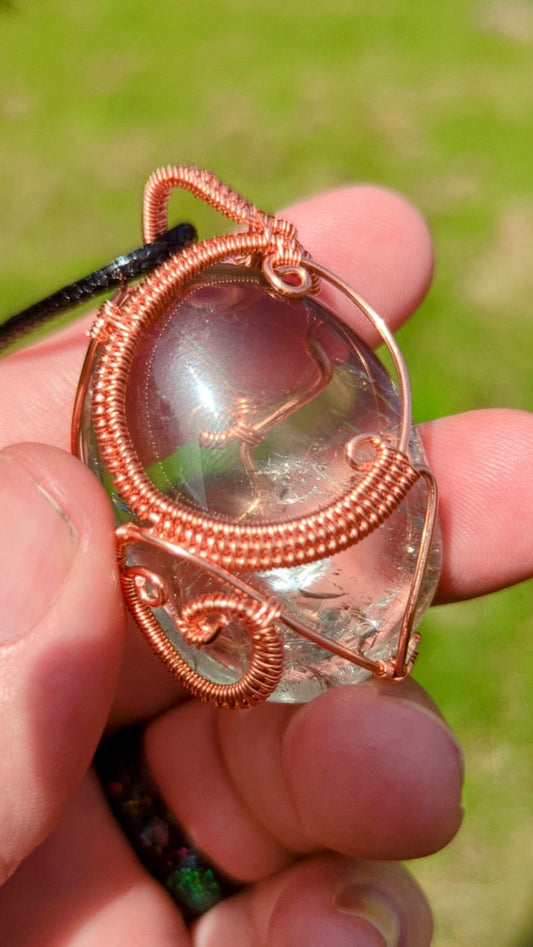 [Exclusive] Prasiolite Wire wrapped in copper Pendant