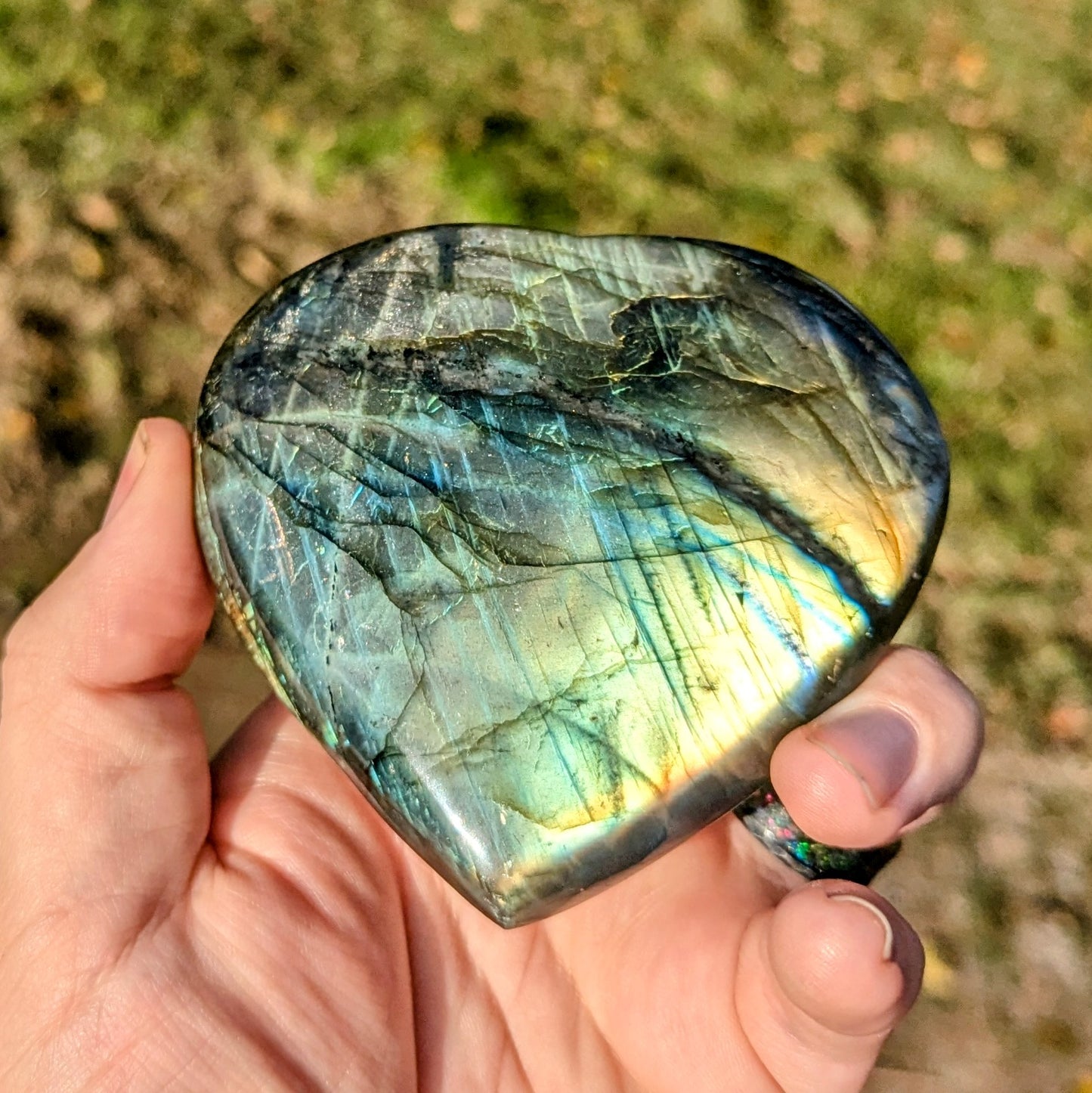 Flashy Labradorite Heart Carving