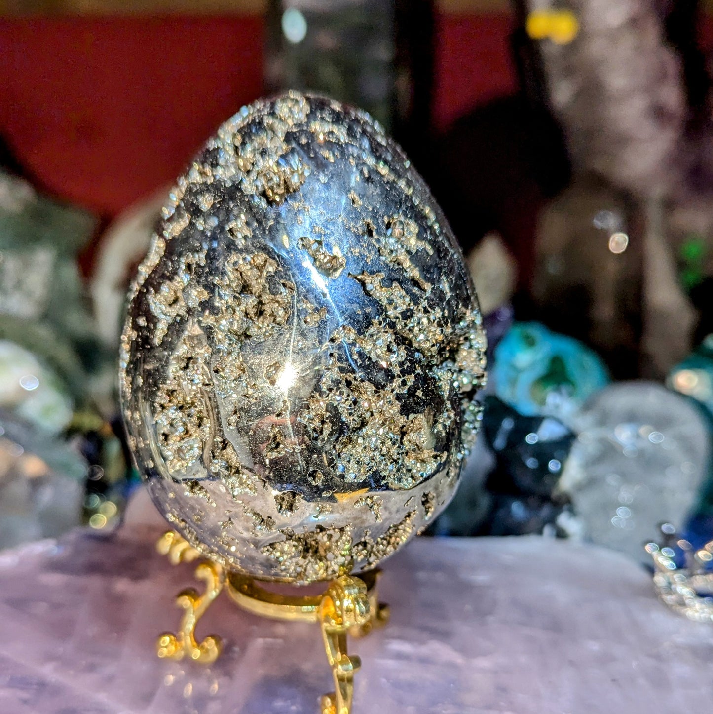 Druzy Mirror-like Pyrite Egg