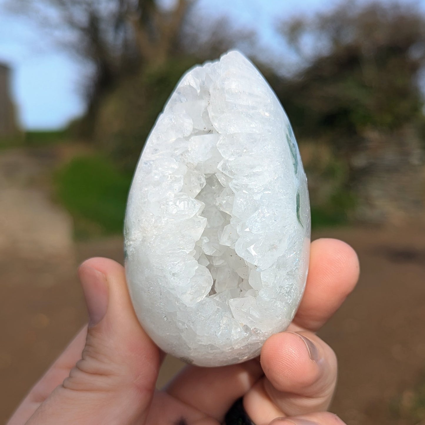 Druzy Moss Agate Egg