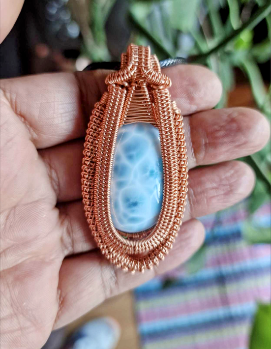 [Exclusive] Larimar Wire wrapped in Copper Pendant