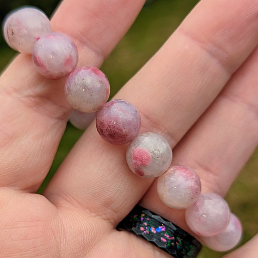 Rhodonite with Quartz Bracelet