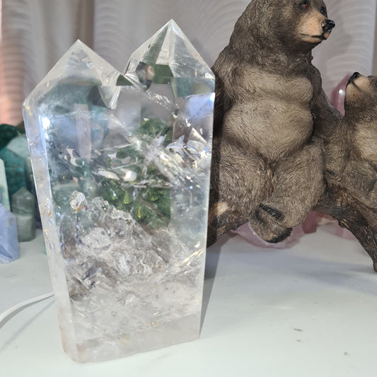 TOP QUALITY Twin Clear Quartz Tower