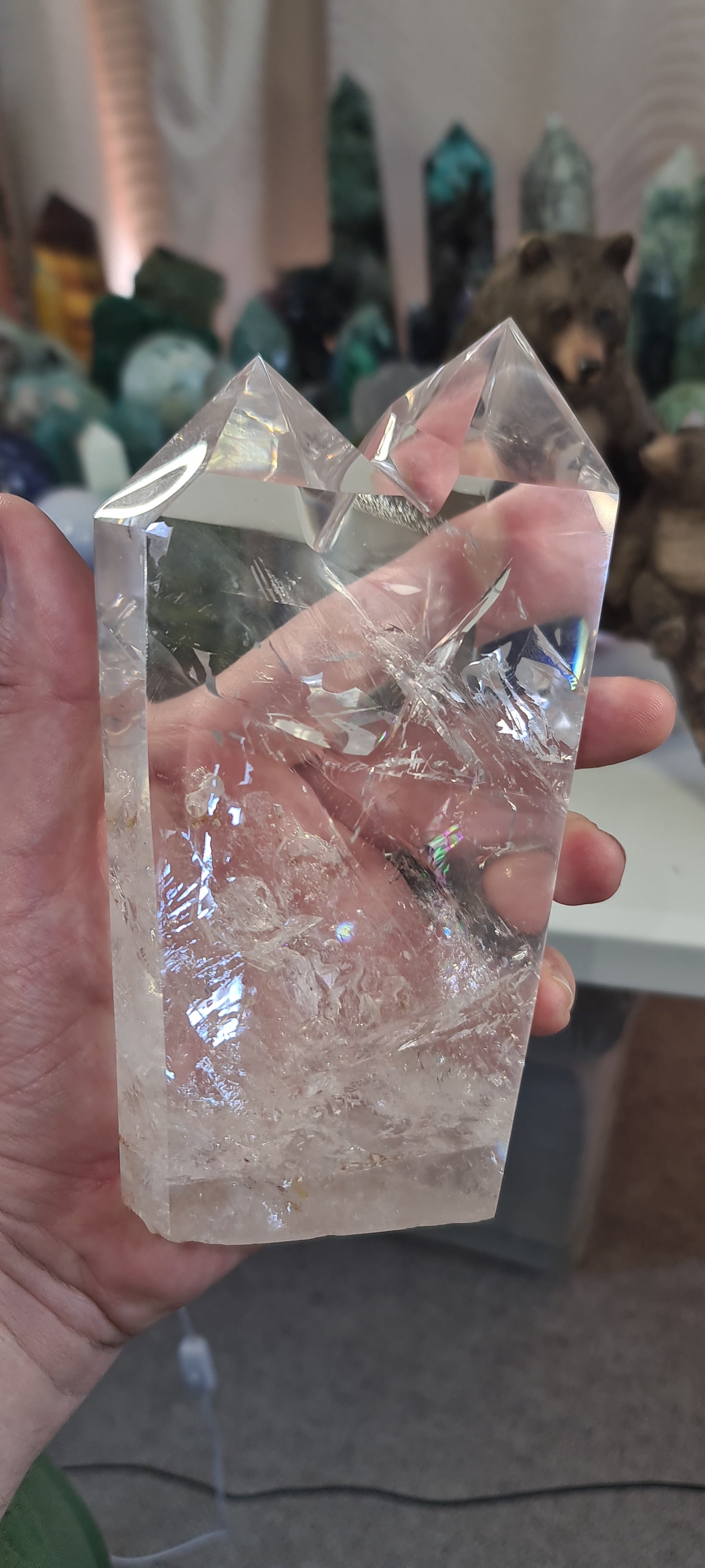 TOP QUALITY Twin Clear Quartz Tower